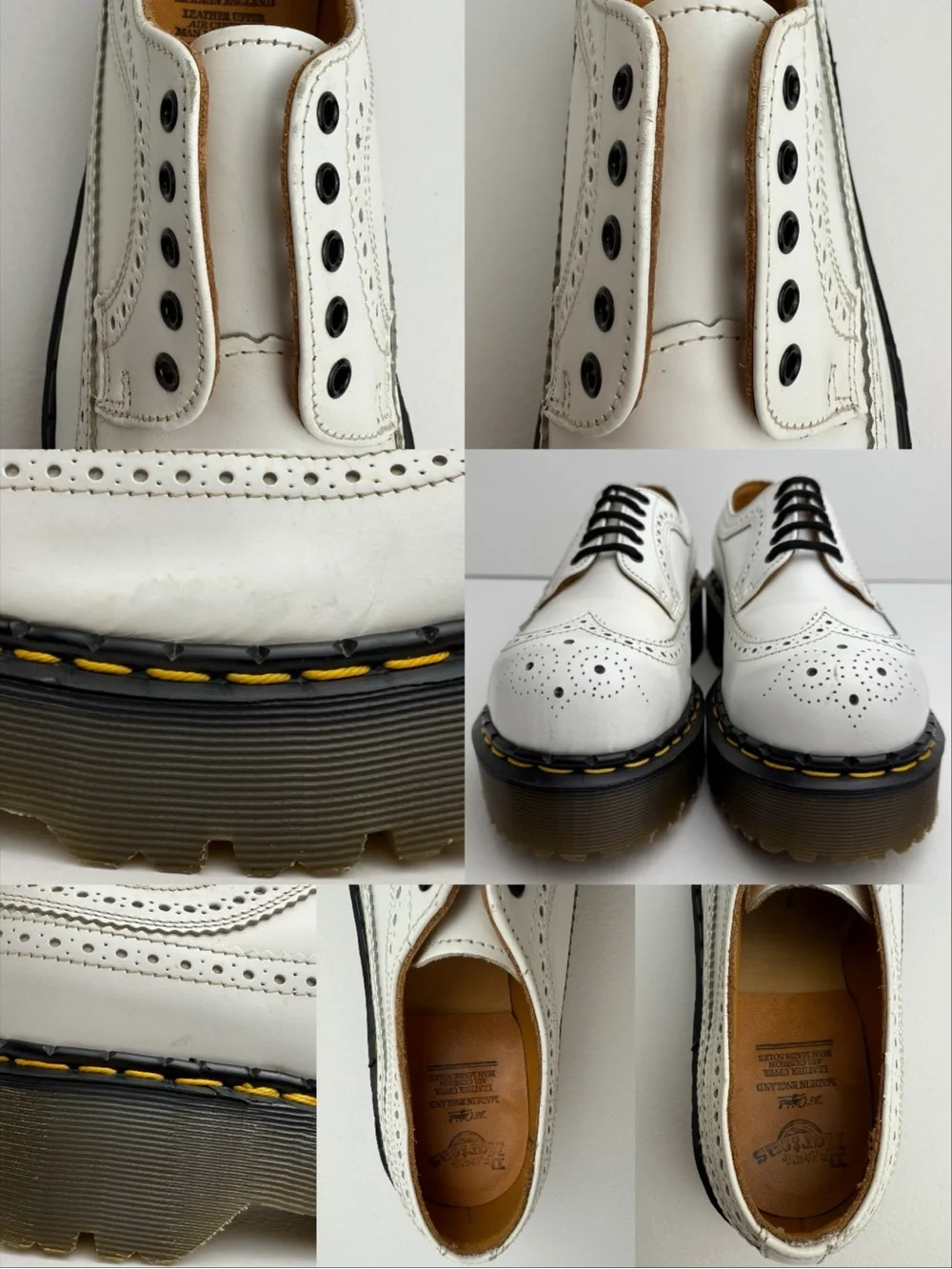 Vintage Dr. Martens Made in England Wingtip Steel Toe Platform Oxfords UK 6